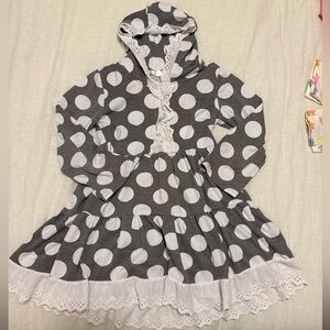 Tutu & Lulu Polka Dot Eyelet Lace Hooded Dress